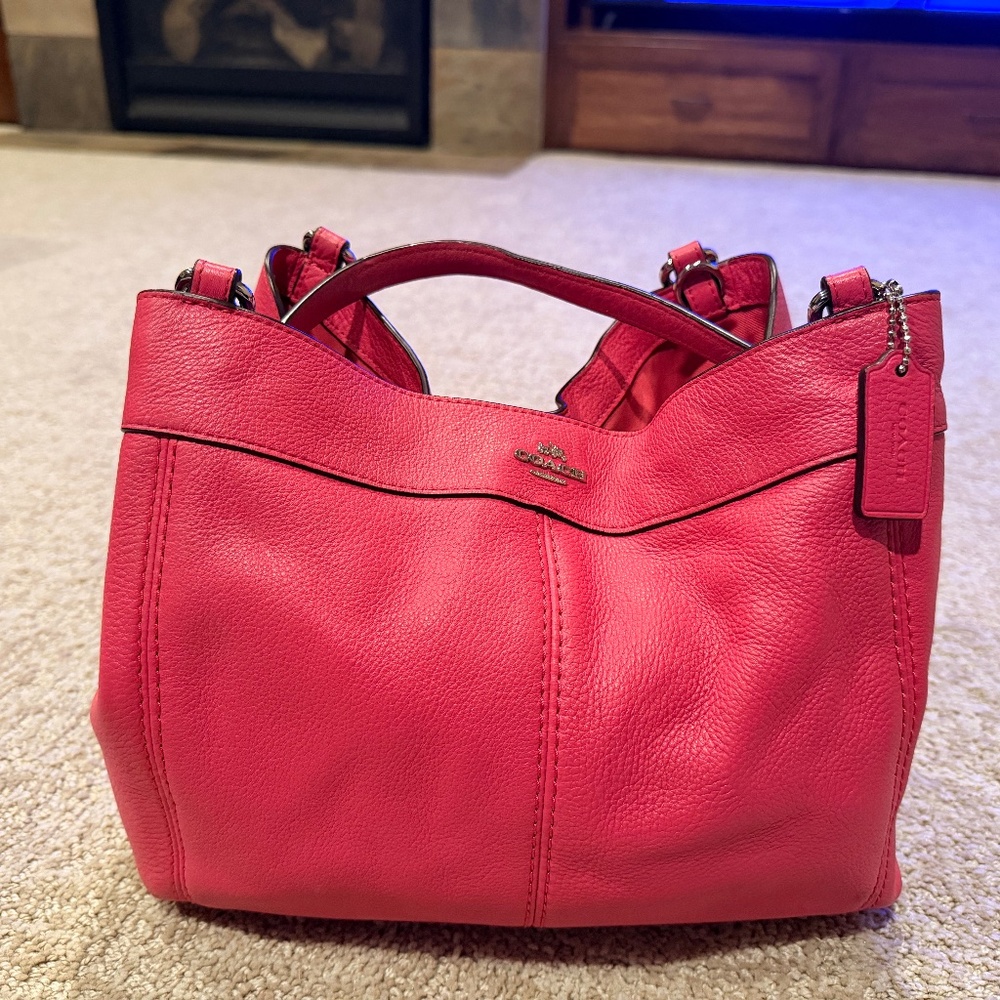Dark pink leather Coach purse